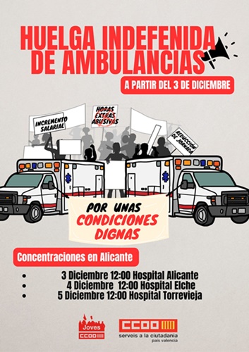 Huelga indefinida de ambulancias en la Comunidad Valenciana