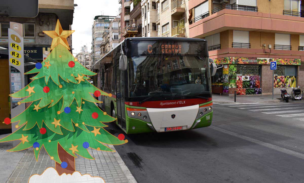 autobús urbano gratuito en Elche durante Navidad